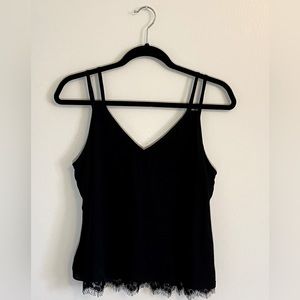 Guess Black Emjay Tank Top with Lace Trim Size Medium New with tags
